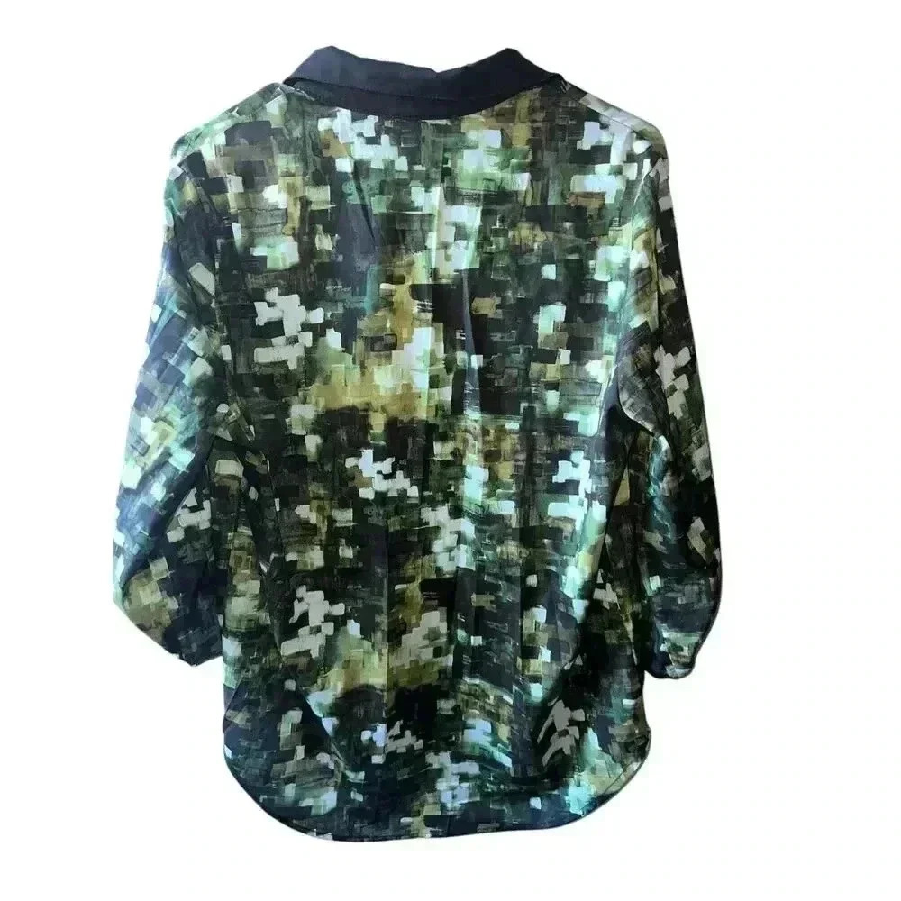 Vtg RareAlberto Makali Sz L Blouse Collar Button Down Long Sleeves Ethnic Goblin - Picture 2 of 5